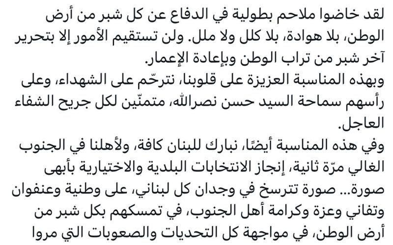 أرسلان: لن تستقيم الأمور إلا بتحرير آخر شبر من تراب الوطن وبإعادة الإعمار